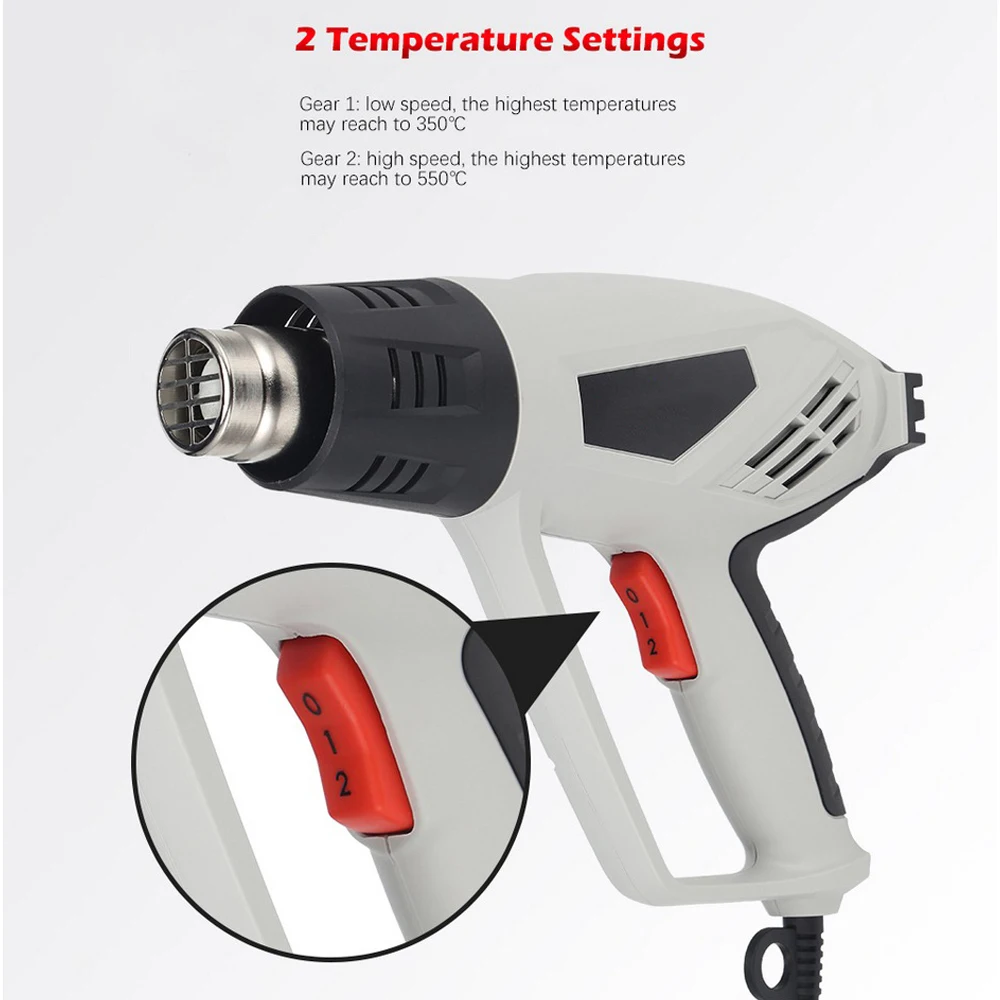 Hot Air Gun Dual Temperature Control Welder Film Baking Repair Tool Hair Dryer Soldering Air Heat Gun Electric Tools 4 Nozzles
Hot Air Gun Dual Temperature Control Welder Film Baking Repair Tool Hair Dryer Soldering Air Heat Gun Electric Tools 4 Nozzles