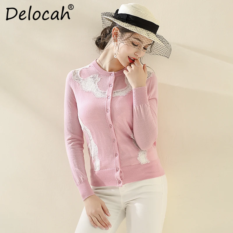 Delocah Runway Fashion Autumn Wool Cardigans Shirt Women's Lace Splice Long Sleeve Female Stylish Casual Pink Knitting Blouse
Delocah Runway Fashion Autumn Wool Cardigans Shirt Women's Lace Splice Long Sleeve Female Stylish Casual Pink Knitting Blouse