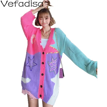 Vefadisa Plus Size Stitching Color Women Sweater 2020 Autumn Sequin Cardigans Sweater V-Neck Patchwork Knitting Coat QYF3825
Vefadisa Plus Size Stitching Color Women Sweater 2020 Autumn Sequin Cardigans Sweater V-Neck Patchwork Knitting Coat QYF3825