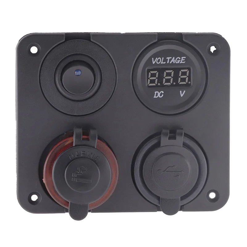 LED Rocker Switch Panel With Digital Voltmeter Dual USB Port 12V Outlet Combination Waterproof Switches For Car Marine Boat LED Rocker Switch Panel With Digital Voltmeter Dual USB Port 12V Outlet Combination Waterproof Switches For Car Marine Boat