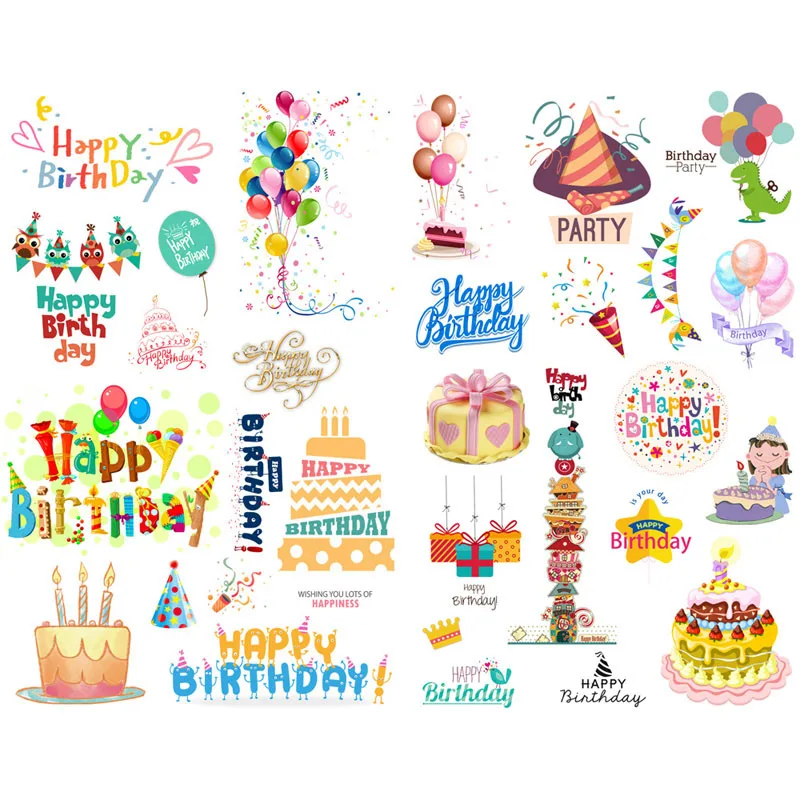 

1 PCS Happy Birthday Decor Aesthetic Scrapbook Collage Paper Journal Stickers Fancy Stationery Accessories Craft Art Supplies