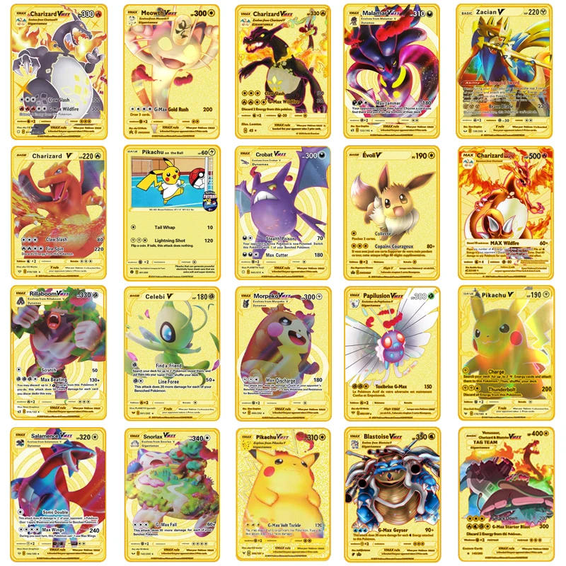 New ArrivalsNew ArrivalsPokemon VMAX Cards 11 species Charizard Max  Custom Metals V Vmax Cardrainbow Gold Pokemon Card-Hp 508 330 350  Children's toys | Daraz.lk