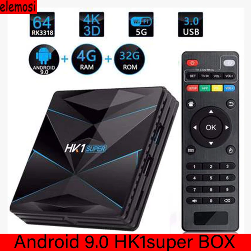 HK1 Super Android 9.0 Media Player 4K 3D Google Play Store Free AppsTV BOX HD Smart Set Top Box RK3318 Dual Wifi BT4.0
HK1 Super Android 9.0 Media Player 4K 3D Google Play Store Free AppsTV BOX HD Smart Set Top Box RK3318 Dual Wifi BT4.0