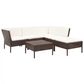 

vidaXL Set muebles de jardín 6 piezas y cojines ratán sintético marrón