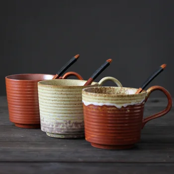 400ml Handmade Coarse Pottery Coffee Cup with Wooden Spoon Ceramic Water Mug Vintage Afternoon Tea Cups Japanese Tea Coffee Mugs
400ml Handmade Coarse Pottery Coffee Cup with Wooden Spoon Ceramic Water Mug Vintage Afternoon Tea Cups Japanese Tea Coffee Mugs