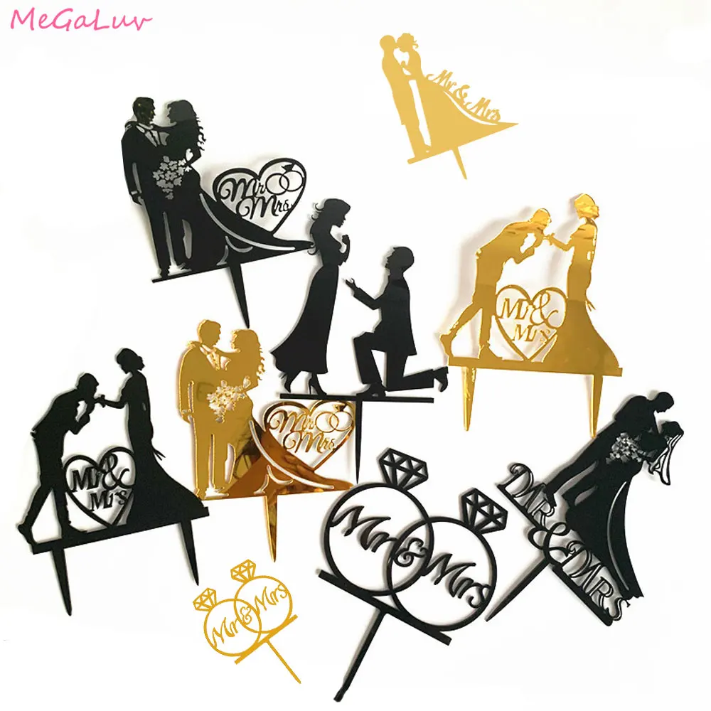 Mr and Mrs Acrylic Wedding Cake Topper Bride And Groom Cupcake Toppers Gold Black Wedding Couple Cake Decorating Supplies 
Mr and Mrs Acrylic Wedding Cake Topper Bride And Groom Cupcake Toppers Gold Black Wedding Couple Cake Decorating Supplies