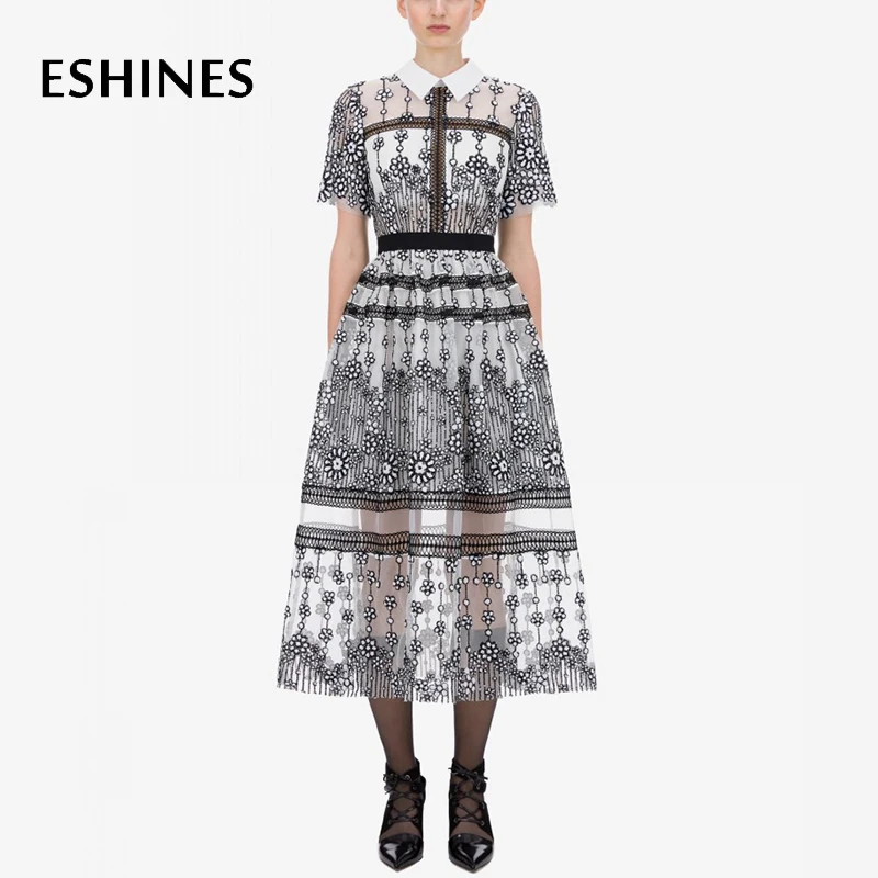 ESHINES Self Portrait Chic Dress High Quality Autumn White Floral Embroidered Patchwork Beading Sequined Lace Elegant Dress
ESHINES Self Portrait Chic Dress High Quality Autumn White Floral Embroidered Patchwork Beading Sequined Lace Elegant Dress
