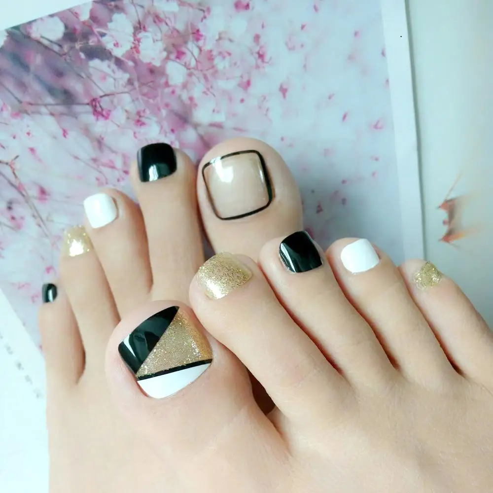 24 Pcs Clear False Toe Nails For Design Glitter Gold Triangle Artificial Fake Toenails DIY Foot Full Cover Tip Manicure Tools
24 Pcs Clear False Toe Nails For Design Glitter Gold Triangle Artificial Fake Toenails DIY Foot Full Cover Tip Manicure Tools