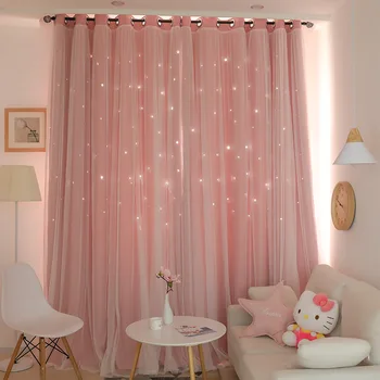 Hollow Star Thermal Insulated Blackout Curtains for Living Room Bedroom Window Curtain Blinds Stitched with white Voile
Hollow Star Thermal Insulated Blackout Curtains for Living Room Bedroom Window Curtain Blinds Stitched with white Voile