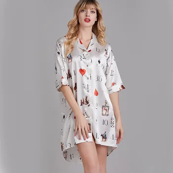 New summer pajamas women's silk thin mid-sleeve nightgown women's summer shirt dress home clothes can be worn outside 1729
New summer pajamas women's silk thin mid-sleeve nightgown women's summer shirt dress home clothes can be worn outside 1729
