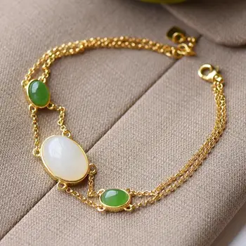 New style inlaid natural Hetian white chalcedony, Chinese retro handicraft, high-end exquisite creation of ladies jewelry
New style inlaid natural Hetian white chalcedony, Chinese retro handicraft, high-end exquisite creation of ladies jewelry