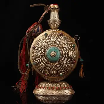 wedding decoration Tibetan old hand-made beeswax silver Snuff bottle with gems Sika deer statue at the bottom
wedding decoration Tibetan old hand-made beeswax silver Snuff bottle with gems Sika deer statue at the bottom