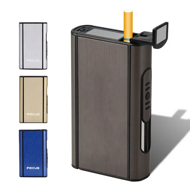 Étui à cigarettes en alliage d'aluminium, porte-cigare à éjection automatique, boîte en métal Portable, boîtes à fumée coupe-vent, Gadget 1 pièces 1