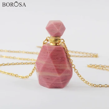 Natural Rhodochrosite Perfume Oil Bottle Necklace Gold Plating Gems Stones Essential Oil Pendant Connector for Women PB001-8
Natural Rhodochrosite Perfume Oil Bottle Necklace Gold Plating Gems Stones Essential Oil Pendant Connector for Women PB001-8