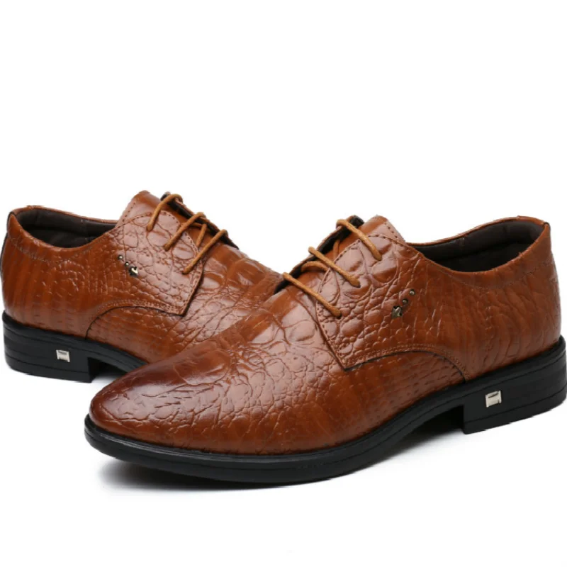 

Весенне-осенняя мужская обувь большого размера, красивая уличная деловая и рабочая Свадебная простая универсальная модная повседневная кожаная обувь на шнуровке