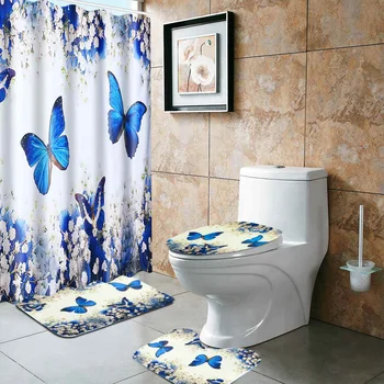 Beating butterfly Print Shower Curtain 4 Piece Carpet Cover Toilet Cover Bath Mat Pad Set Bathroom Curtain 12 Hooks
Beating butterfly Print Shower Curtain 4 Piece Carpet Cover Toilet Cover Bath Mat Pad Set Bathroom Curtain 12 Hooks