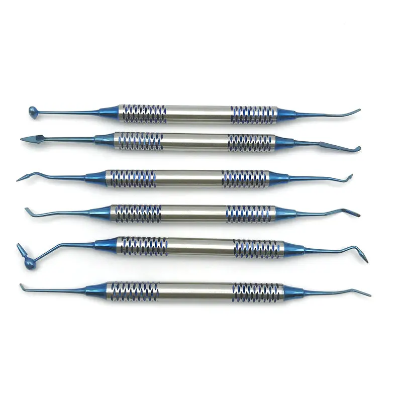 6pcs Dental Composite Resin Filling Spatula Titanium plated Head Resin Filler Set thick handle Restoration set Dental Instrument
6pcs Dental Composite Resin Filling Spatula Titanium plated Head Resin Filler Set thick handle Restoration set Dental Instrument