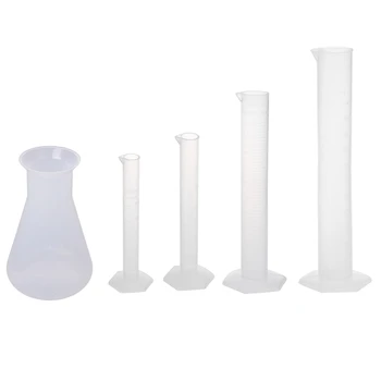4 Pcs Transparent Plastic Measuring Cylinder & 1x Plastic Transparent Laboratory Chemical Erlenmeyer Flasks Container Bottle - 2
4 Pcs Transparent Plastic Measuring Cylinder & 1x Plastic Transparent Laboratory Chemical Erlenmeyer Flasks Container Bottle - 2