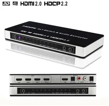 4-Port HDMI 2.0 Switch 4x1 with Infrared Remote Control 60Hz HDCP 2.2 ARC 3D HDMI Switcher+Optical Toslink L/R Audio Extractor
4-Port HDMI 2.0 Switch 4x1 with Infrared Remote Control 60Hz HDCP 2.2 ARC 3D HDMI Switcher+Optical Toslink L/R Audio Extractor