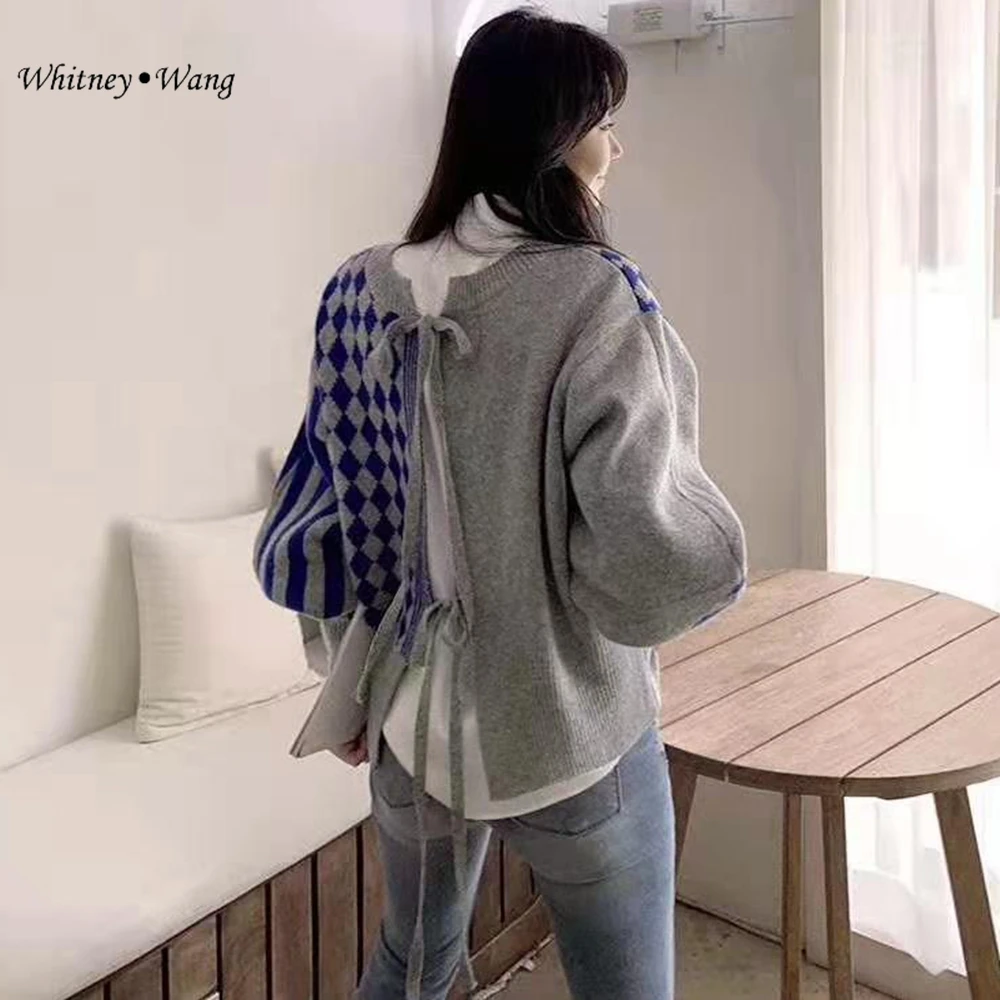 WHITNEY WANG 2019 Autumn Winter Fashion Streetwear Colors Contrast Back Lace-up Sweater Women Pullover sueter mujer invierno
WHITNEY WANG 2019 Autumn Winter Fashion Streetwear Colors Contrast Back Lace-up Sweater Women Pullover sueter mujer invierno