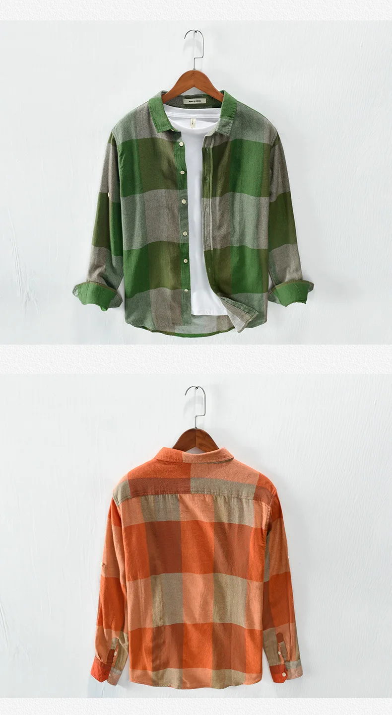 Autumn Fashion Long Sleeve Button Up Plaid Casual Shirts For Men Japan Style High Quality Male Clothing Cotton Harajuku Menswear Autumn Fashion Long Sleeve Button Up Plaid Casual Shirts For Men Japan Style High Quality Male Clothing Cotton Harajuku Menswear