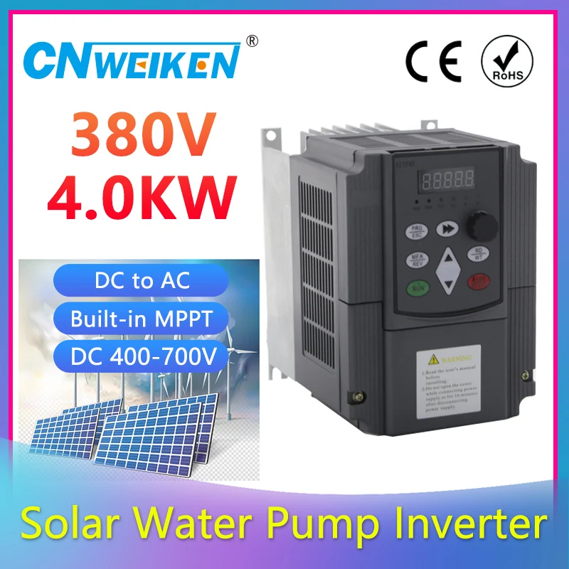 

Solar VFD frequency inverter 5hp 4kw three phase 380V AC Variable Frequency Drive Inverter For Water Pump Motor