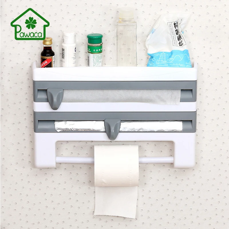 Pawaca Cling Film Tin Foil Paper Roll Storage Rack With Cling Film Cutting Tool Multi-function Fridge Seasoning Box Storage Rack
Pawaca Cling Film Tin Foil Paper Roll Storage Rack With Cling Film Cutting Tool Multi-function Fridge Seasoning Box Storage Rack