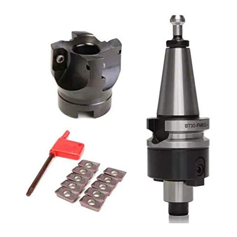 BT30-FMB22-45 End Mill Holder with 400R-50-22 Face End Mill Cutter and 10Pcs APMT1604 Inserts
BT30-FMB22-45 End Mill Holder with 400R-50-22 Face End Mill Cutter and 10Pcs APMT1604 Inserts