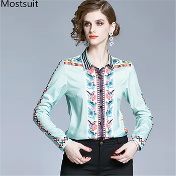 Runway Fashion Vintage Printed Blouses Shirts Women Long Sleeve Turn-down Collar Elegant Office Female Slim Tops Blusas 2020 
Runway Fashion Vintage Printed Blouses Shirts Women Long Sleeve Turn-down Collar Elegant Office Female Slim Tops Blusas 2020