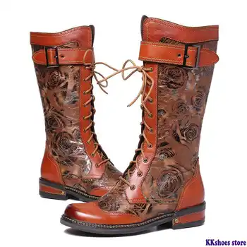 Embossed Rose Pattern Genuine Leather Splicing Metal Buckle Mid Calf Boots Elegant Shoes Women Shoes Botas Mujer
Embossed Rose Pattern Genuine Leather Splicing Metal Buckle Mid Calf Boots Elegant Shoes Women Shoes Botas Mujer