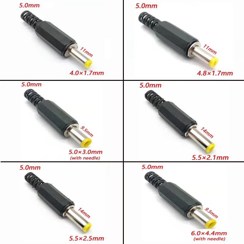 COMPSON 5/10pcs DC Power Plug 6.0×4.4 5.0×3.0 5.5*2.5 5.5*2.1 4.8*1.7 4.0*1.7mm Male Connectors.
COMPSON 5/10pcs DC Power Plug 6.0×4.4 5.0×3.0 5.5*2.5 5.5*2.1 4.8*1.7 4.0*1.7mm Male Connectors.