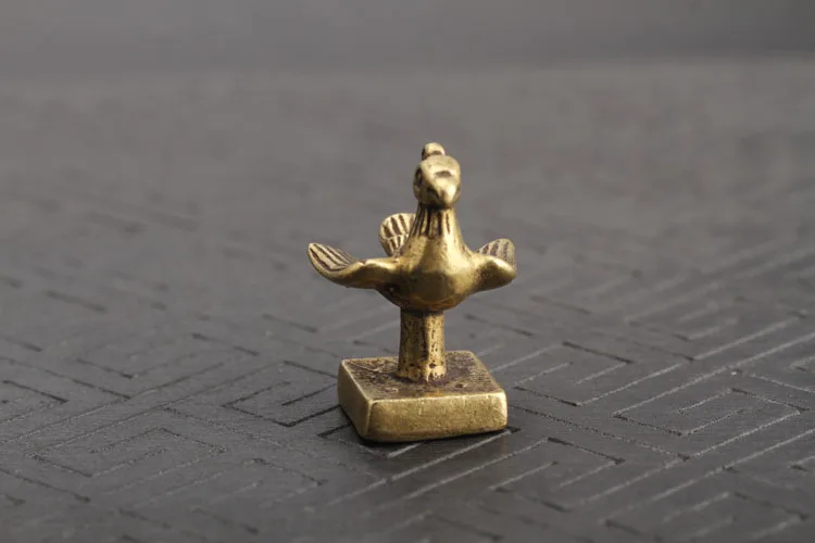 Brass Phoenix Bird Engraved Seal Keychains Pendants (7)