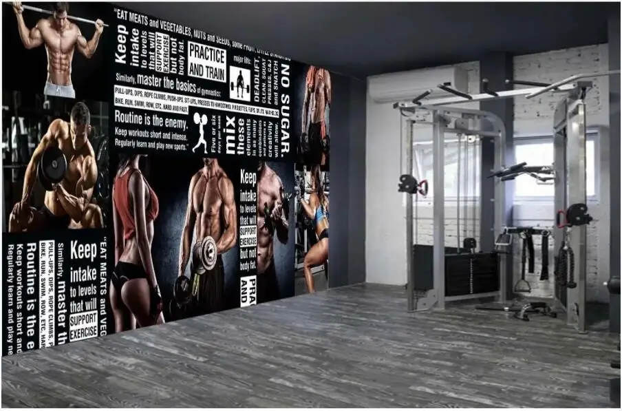 

custom photo 3d wallpaper High Definition Muscle Fitness Gym bar living room home decor 3d wall murals wallpaper for walls 3 d