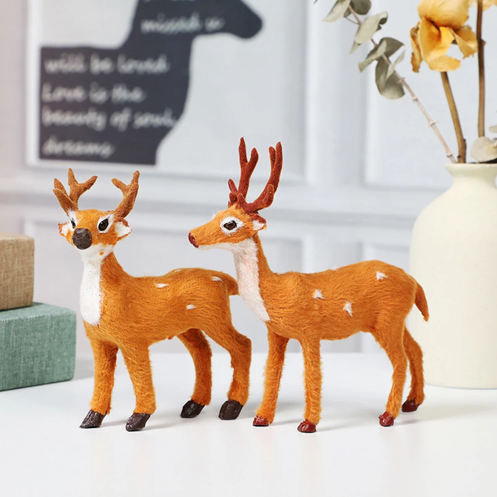 

Christmas Standing Reindeer Elk Deer Figurine Toy Desktop Ornaments for Christmas Home Cafe Office Decor Xmas Props
