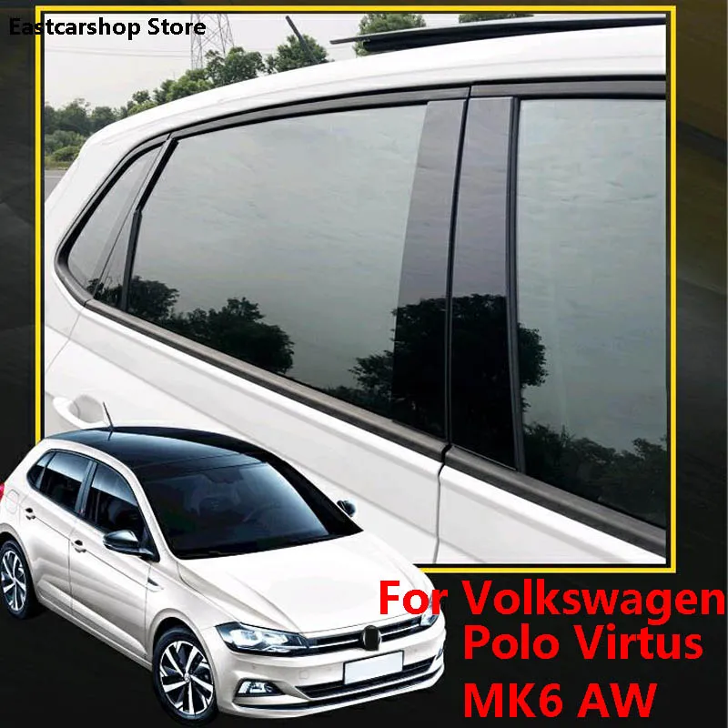 

For Volkswagen Polo Virtus MK6 AW 2021 2020 2019 Car B C Pillar Middle Central Column PC Window Bright Black Decoration