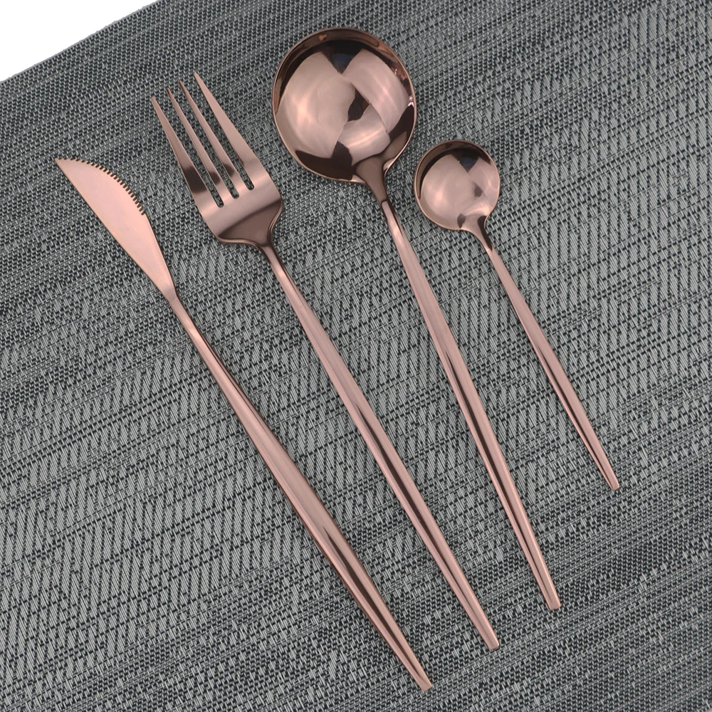 Portable Takeaway Shiny Gold Travel Cutlery Set - Knife, Fork & Spoon Flatware