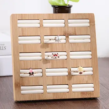 Bamboo Wooden Ring Display Tray 15 Slots Leather Insert Jewelry Storage Holder Stackable Earring Showcase Organizer for Dresser
Bamboo Wooden Ring Display Tray 15 Slots Leather Insert Jewelry Storage Holder Stackable Earring Showcase Organizer for Dresser
