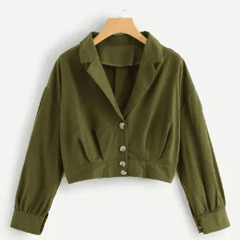 Women Jacket Sprint Autumn Short Coat Long Sleeve Single Breasted Army Green Streetwear Women Tops Female Blouse Women's Clothes
Women Jacket Sprint Autumn Short Coat Long Sleeve Single Breasted Army Green Streetwear Women Tops Female Blouse Women's Clothes