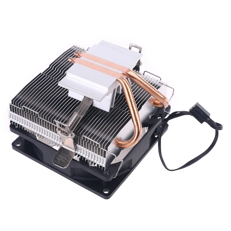 

Silent CPU Cooler LGA/2011/115X/775 3 Pin PC Cooling Radiator 2 Copper Tubes 5 Colors LED Cooling Fan T21A