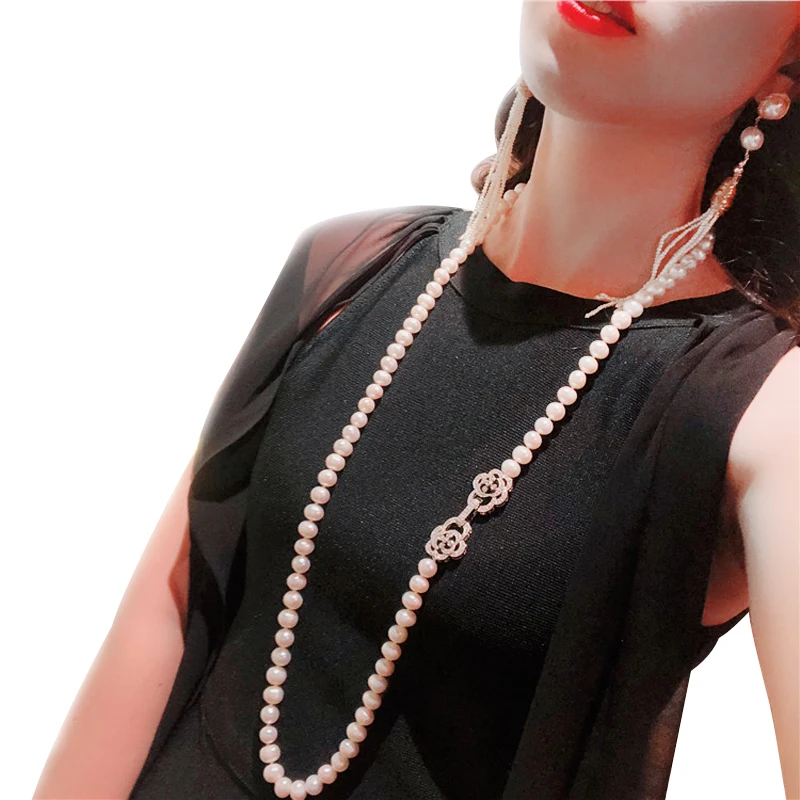 Trendy Real Natural Long Pearl Necklace Women,Wedding White Freshwater Round Pearl Necklace Party Gift
Trendy Real Natural Long Pearl Necklace Women,Wedding White Freshwater Round Pearl Necklace Party Gift