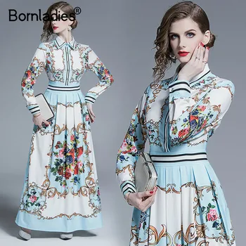 Bornladies Runway Maxi Dress Women's Long Sleeve Turn Down Neck Floral Printed Casual Holiday High Waist Long Pleated Dress
Bornladies Runway Maxi Dress Women's Long Sleeve Turn Down Neck Floral Printed Casual Holiday High Waist Long Pleated Dress