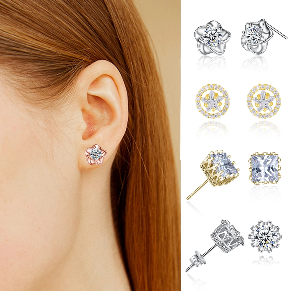 Romantic Cute Crystal Stud Earrings For Women Girls AAA+CZ Earings Flower & Crown & Star Style Wedding Fashion Jewelry KAE092
Romantic Cute Crystal Stud Earrings For Women Girls AAA+CZ Earings Flower & Crown & Star Style Wedding Fashion Jewelry KAE092