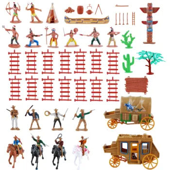 55pcs/set West Cowboys Native American Indians Plastic Figure Soldiers Toys Playset Accessories
55pcs/set West Cowboys Native American Indians Plastic Figure Soldiers Toys Playset Accessories