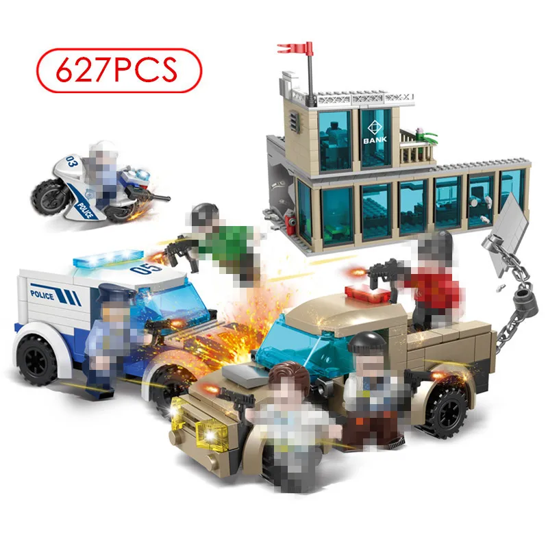 627pcs Model Building Blocks City Police Bank Robbers Boy Soliders Battle Assembling Mini Block Toy Bricks Children Kid Money
627pcs Model Building Blocks City Police Bank Robbers Boy Soliders Battle Assembling Mini Block Toy Bricks Children Kid Money