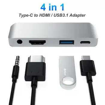 4 in 1 Type-C to HDMI/USB3.1 Adapter Converter Card Reader Fast Charging Dock
4 in 1 Type-C to HDMI/USB3.1 Adapter Converter Card Reader Fast Charging Dock
