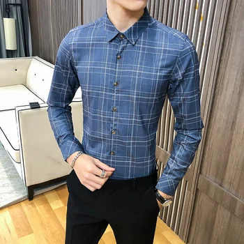 Plaid Shirts Mens British Style Vintage Mens Clothing Stylish Mens 2020 Fashion Shirts Slim Fit Check Black Dress Shirt Workwear 
Plaid Shirts Mens British Style Vintage Mens Clothing Stylish Mens 2020 Fashion Shirts Slim Fit Check Black Dress Shirt Workwear