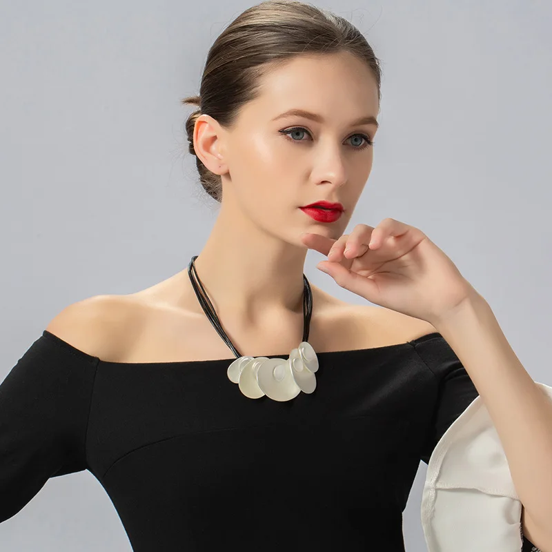 

ELOYHI Women Necklace Geometric Top Quality Double Collar Leather Choker For Lady Punk Trendy Neckalce&Pendants Gift