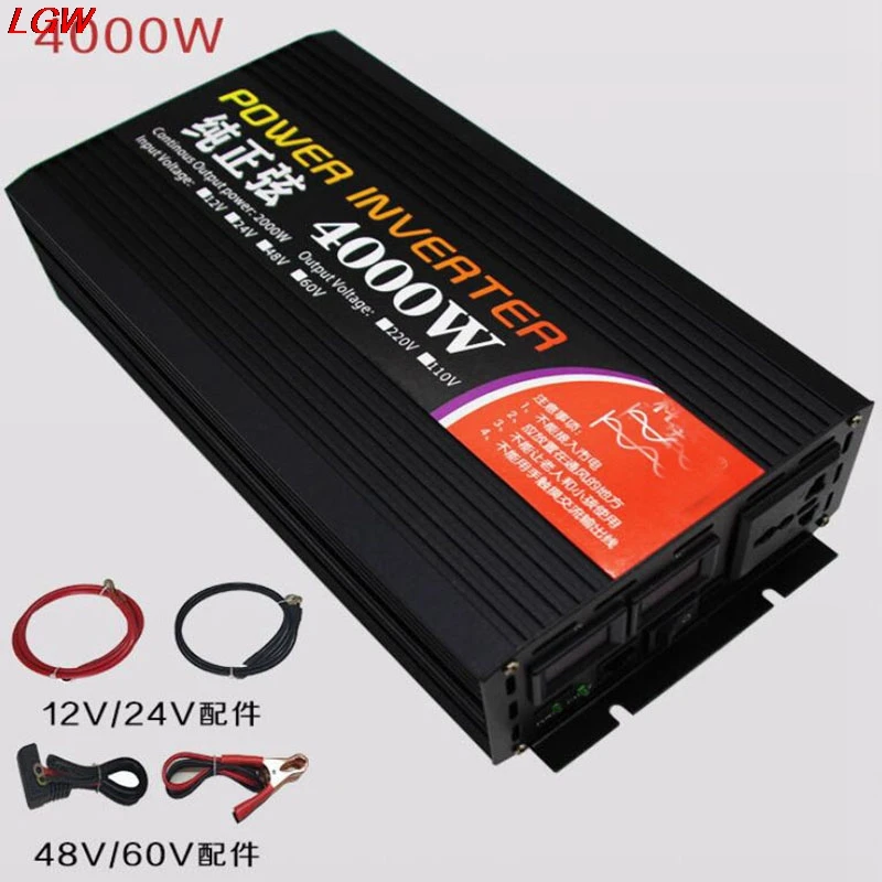 Pure sine wave power automotive home inverter 4000W12V 24V 48V 60V DC to AC to 220V Double digital display
Pure sine wave power automotive home inverter 4000W12V 24V 48V 60V DC to AC to 220V Double digital display