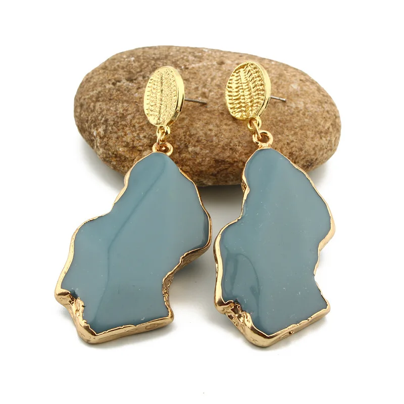 Bijoux Fashion Chic Golded Blue Yellow Big Long Drop Earrings For Women Jewelry Statement Pendientes Mujer Moda 2019 Ohrringe