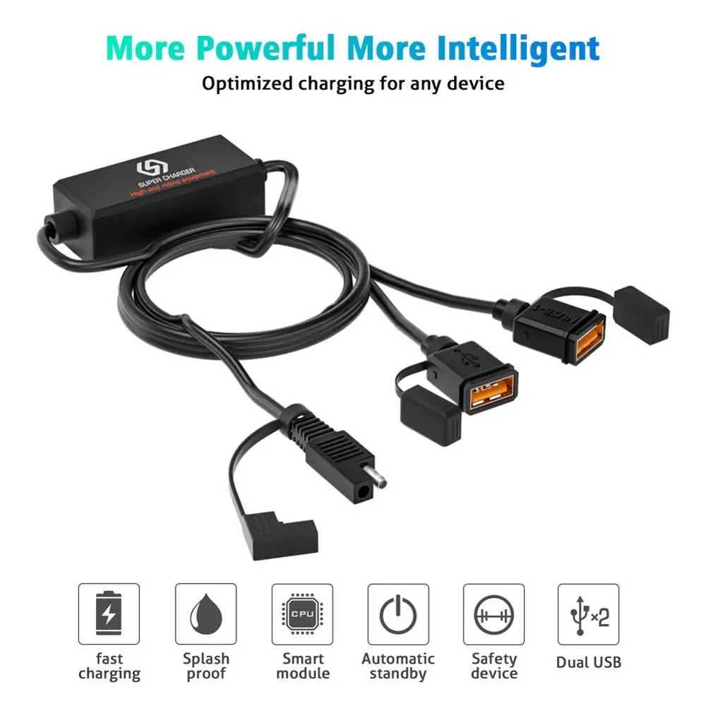 Intelligent Chip Mounting Holder For SAE To USB Cable Adapter Quick 2.1A Quick Connector for Motorcycle Double Usb Charging
Intelligent Chip Mounting Holder For SAE To USB Cable Adapter Quick 2.1A Quick Connector for Motorcycle Double Usb Charging